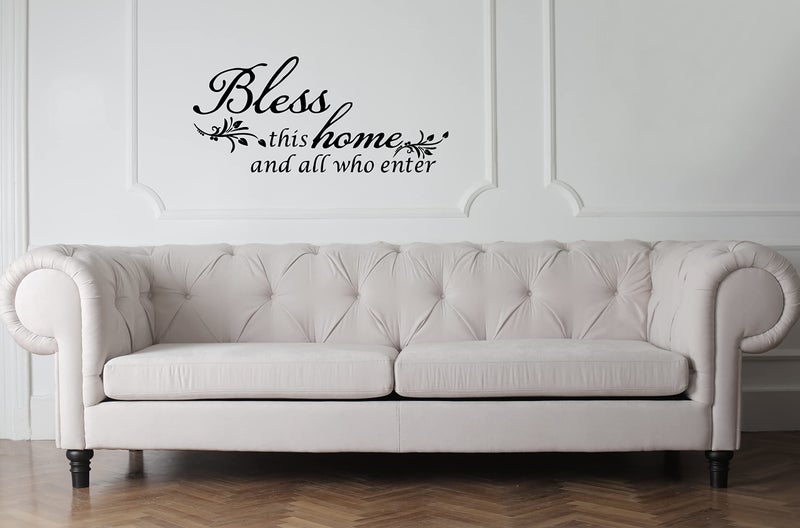 Decaltor Bless This Home and All who Enter - Vinyl Wall Decal Entryway Living Room DÃ©cor Art Letters Quotes Stencil - Image 5